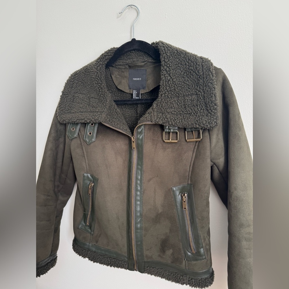Forever 21 Moto Jacket Suede Size Small - Picture 2 of 4